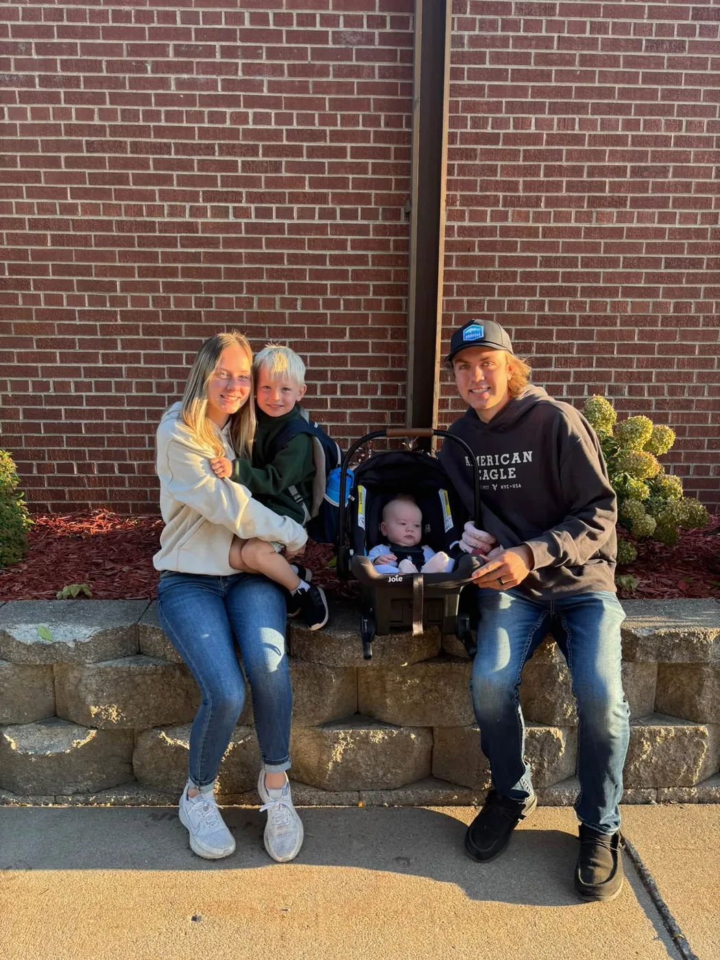 Cory Johnstone with his family in Cambridge Minnesota