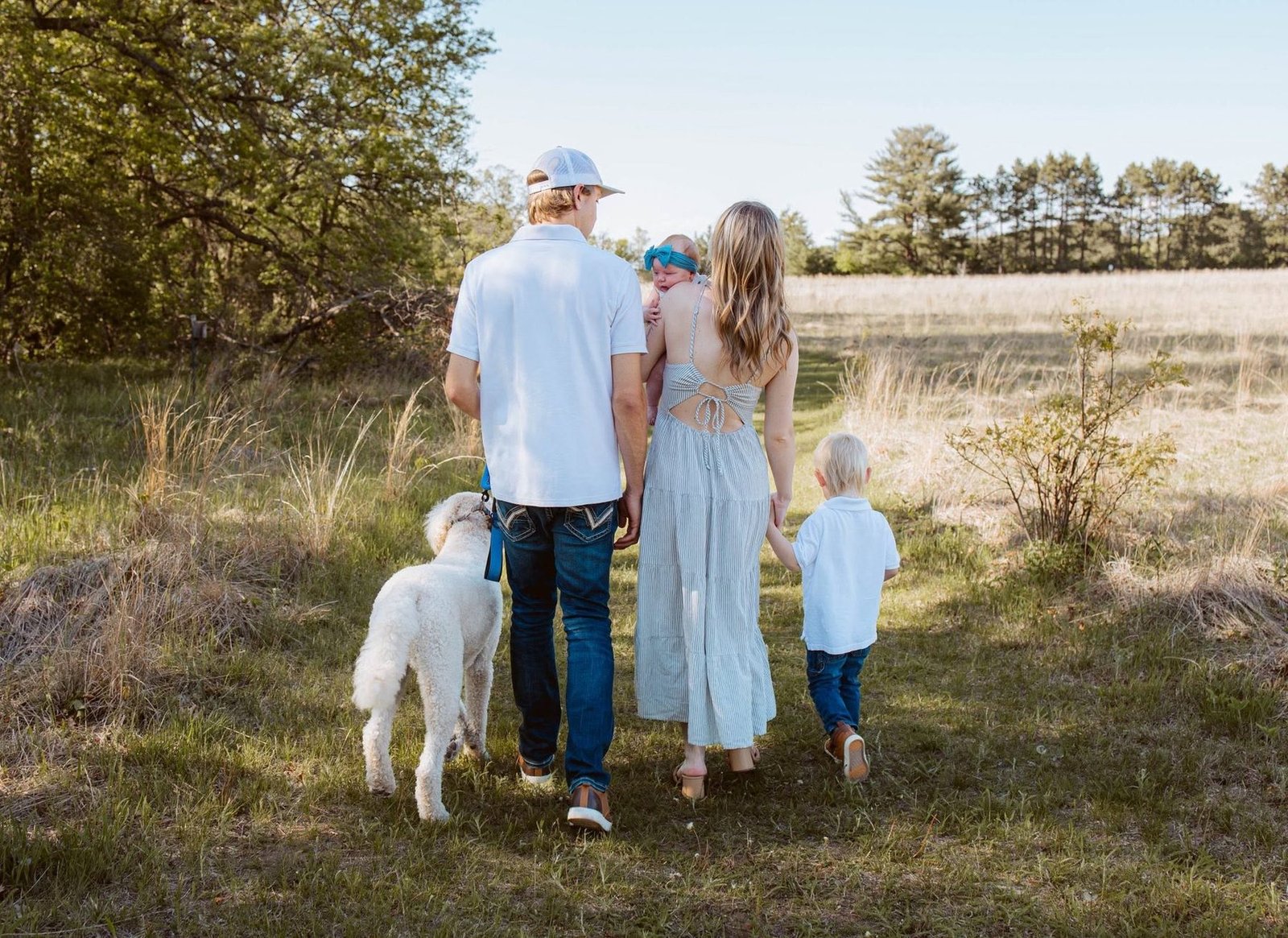 The Johnstone family walking a trail in Minnesota